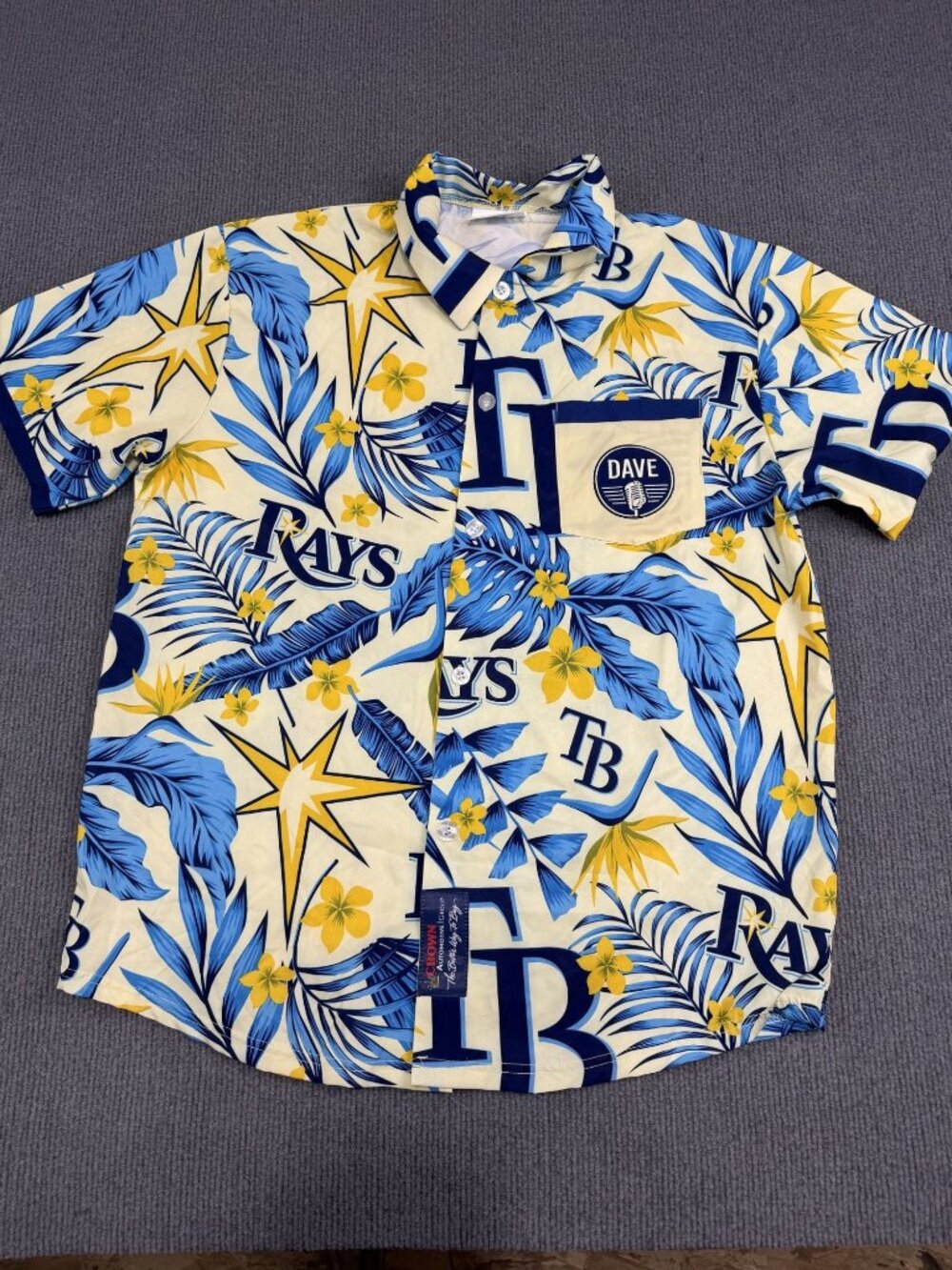 Match-Up Mens Tampa Bay Rays Hawaiian Shirt Blue Yellow Floral Size M